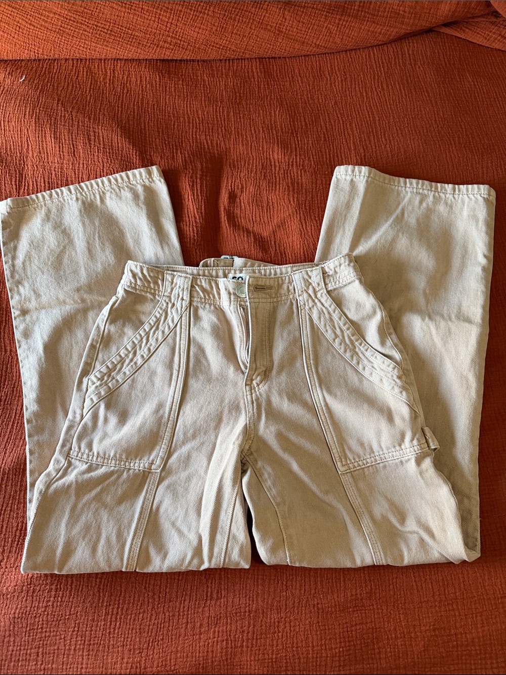 SO Wide Leg Flare Jeans in Light Pink